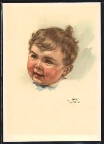 Künstler-AK M. Fischerova-Kvechova (MFK): Baby im Portrait