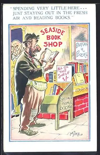 Künstler-AK sign. Mike: Spending very little here...