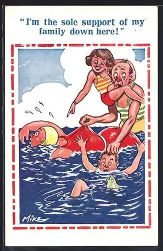 Künstler-AK sign. Mike: I`m the sole support of my family down here!