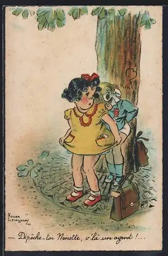 Künstler-AK sign. Roger Levasseur: Dépeche-toi Nenette...