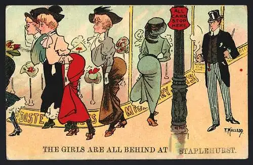 Künstler-AK sign. F. Macleod: The girls are all behind...