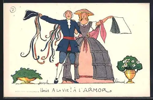 Künstler-AK sign. Joseph Lemard: Unis a la vie! A l`armor