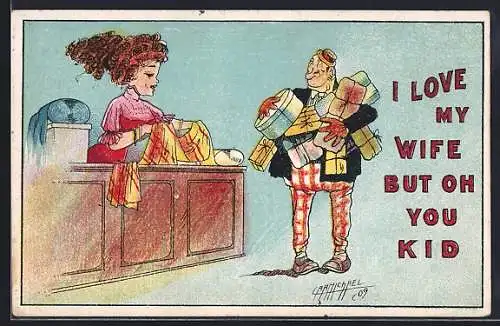 Künstler-AK sign. Armichael: I love my wife but oh you kid