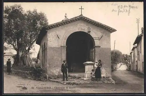 AK Vallauris, Chapelle St Roch et scène de rue animée