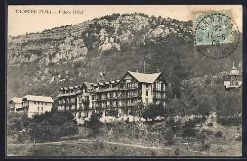 AK Thorenc, Palace Hôtel devant les montagnes majestueuses