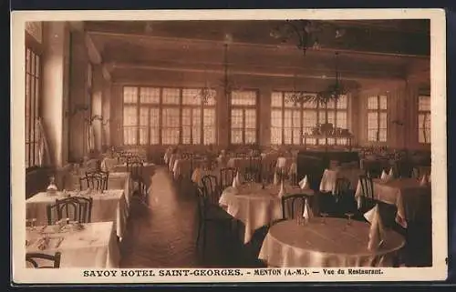 AK Menton, Vue du restaurant du Savoy Hotel Saint-Georges
