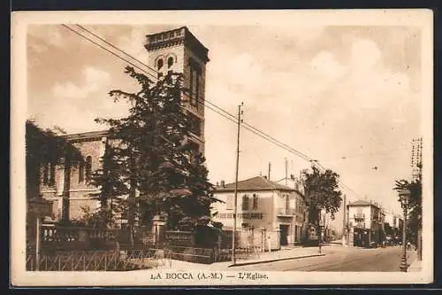 AK La Bocca, L`Église et la rue principale