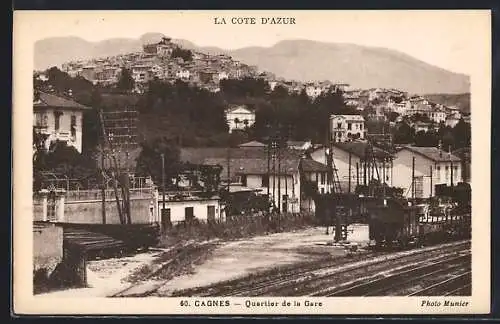 AK Cagnes, Quartier de la Gare et vue sur la colline adjacente