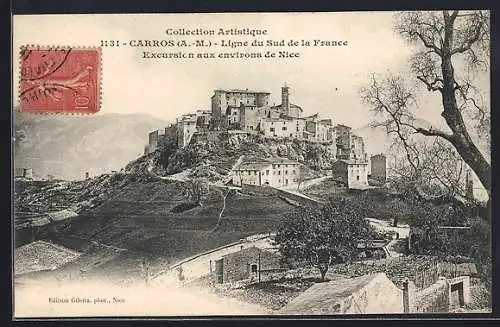 AK Carros, Vue du village perché près de Nice