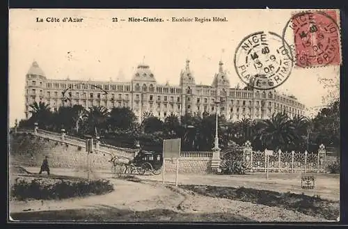 AK Nice-Cimiez, Excelsior Regina Hôtel avec calèche devant l`entrée