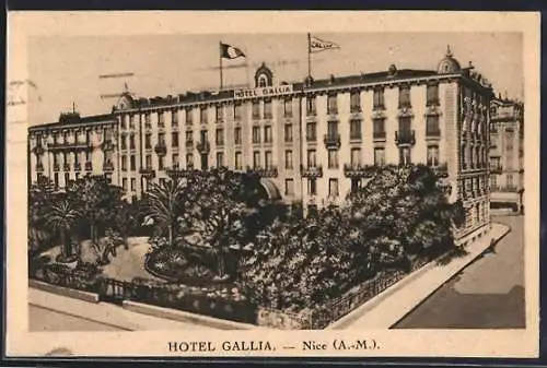 AK Nice, Hôtel Gallia et ses jardins luxuriants