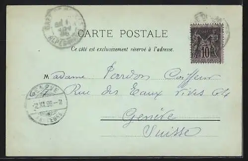 Mondschein-AK Cannes, Vue générale de la promenade et de la plage sous la lune