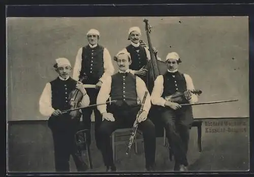 AK Richard Wagners Künstler-Quintett, Portrait mit Instrumenten