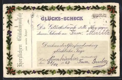 AK Glücks-Scheck, Neujahrsgruss