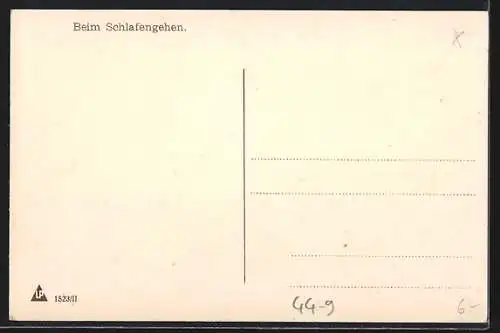 AK Beim Schlafengehen, Mutter und Mädchen mit Puppe beim Nachtgebet