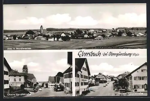 AK Ebersbach / Obergünzburg, Nordwestansicht, Obere Hauptstrasse, Untere Hauptstrasse