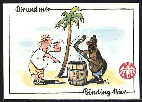 AK Brauerei-Werbung für Binding-Bier