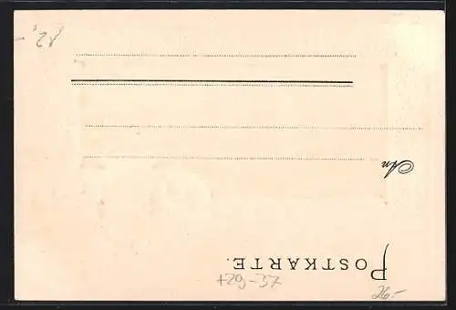 Passepartout-Lithographie Bremerhaven, Ortsansicht aus der Vogelschau mit Wappen