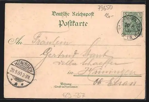 Passepartout-Lithographie Schweigmatt /Schwarzwald, Curhaus und Wappen