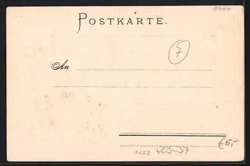 Passepartout-Lithographie Regensburg, Wappen und Bismarckplatz