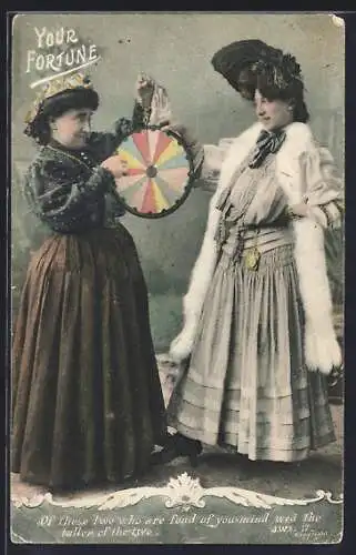 AK Frau bei einer Hellseherin mit Glücksrad