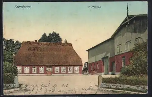 AK Stenderup, Blick auf ein reetgedecktes Haus