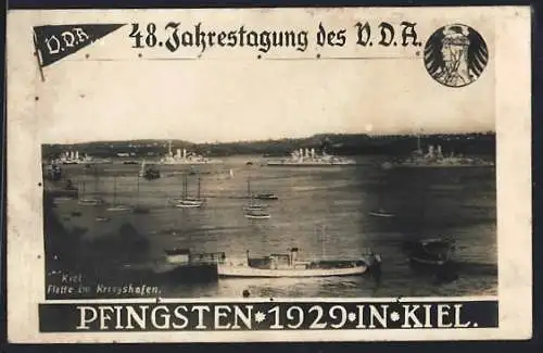 AK Kiel, Pfingsten 1929, 48. Jahrestagung des V. D. A., Flotte im Kriegshafen
