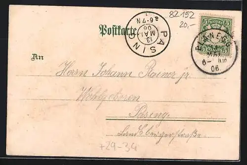 Passepartout-Lithographie Sülzhayn, Ortsansicht mit Kirche