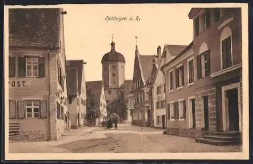 AK Oettingen, Strassenpartie mit Blick zum Tor