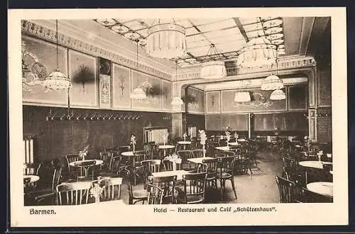 AK Barmen, Hotel-Restaurant und Cafe Schützenhaus, Innenansicht