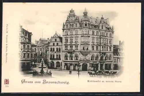 AK Braunschweig, Kohlmarkt mit Cafe Central und dem neuen Stern