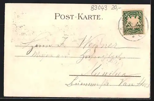 Lithographie Bad Aibling, Totalansicht, Partie im Ort