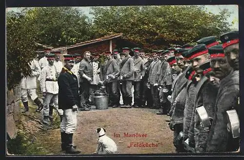 AK Soldaten in Uniform an der Feldküche