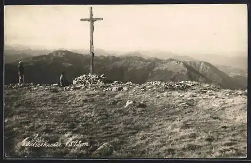 AK Gipfelkreuz auf dem Ötscher mit Bergpanorama