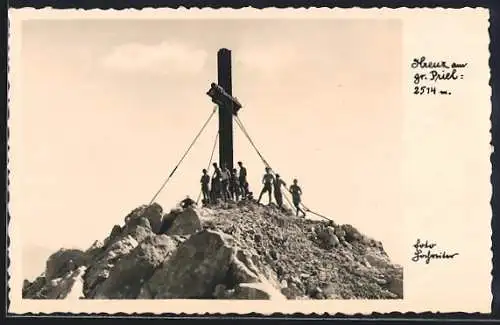 AK Gipfelkreuz am grossen Priel mit Bergsteigern