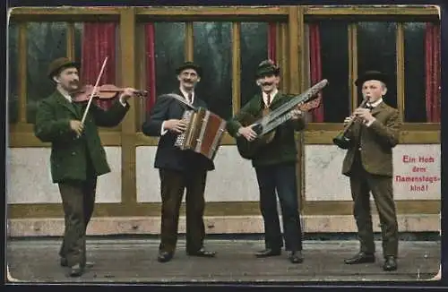 AK Musiker mit Akkordeon, Violine, Gitarre und Schalmei