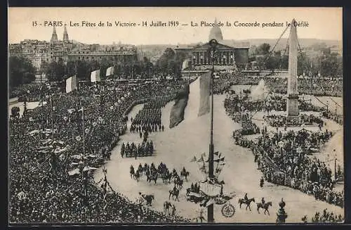 AK Paris, Les Fêtes de la Victoire 1919, La Place de la Concorde pendant le Défilé, Siegesparade