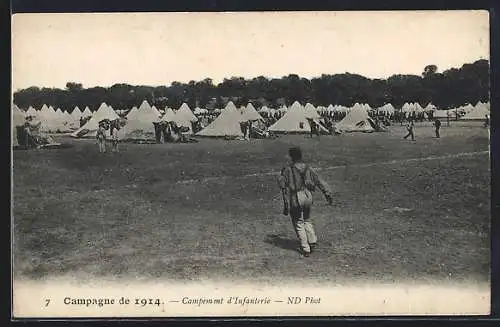 AK Campement d`Infanterie, Campagne de 1914
