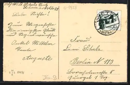 AK Blumen in einer Vase, Danket dem Herrn..., Ps. 106.1., Sinnspruch, Geburtstagsgruss