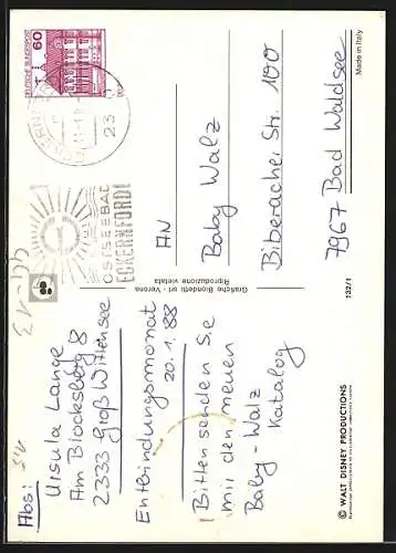 AK Mickey Mouse auf Skiern bei der Abfahrt, Comic von Walt Disney