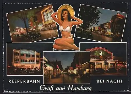 AK Hamburg-St.Pauli, Reeperbahn bei Nacht