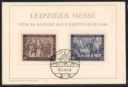 AK Leipzig, Leipziger Messe 1948, Briefmarken
