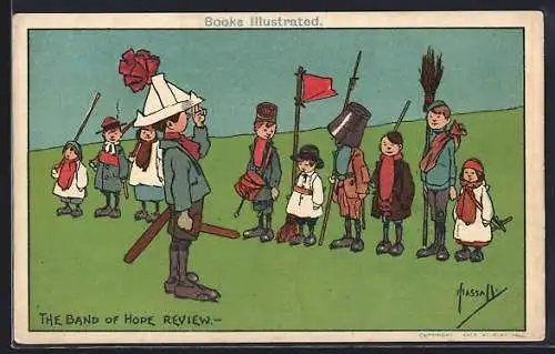 Künstler-AK sign. Hassall: Kleine Soldaten in einer Reihe