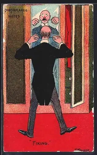 Künstler-AK sign. F. Macleod: Mann zwirbelt seinen Bart