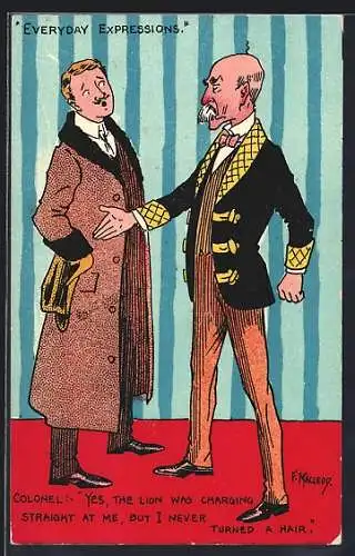 Künstler-AK sign. F. Macleoy: Colonel gibt einem Herrn die Hand