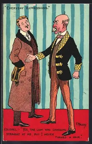 Künstler-AK sign. F. Macleoy: Colonel gibt einem Herrn die Hand