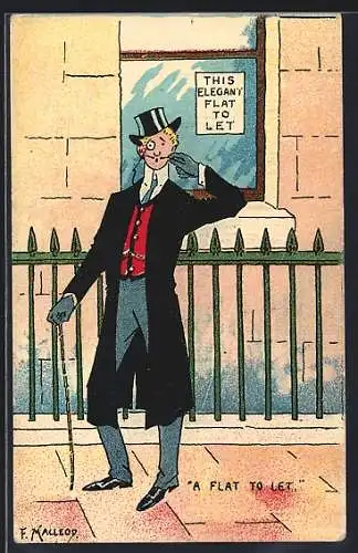 Künstler-AK sign. F. Macleoy: Eleganter Herr mit Monokel