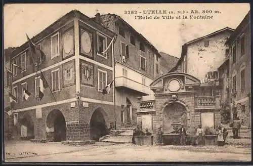 AK Utelle, l`Hôtel de Ville et la Fontaine