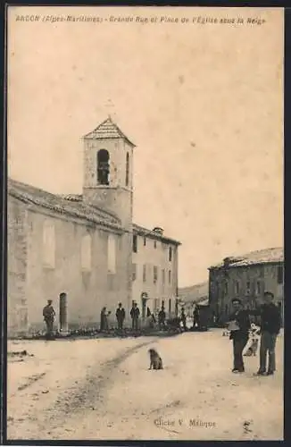 AK Andon, Grande Rue et Place de l`Église sous la Neige
