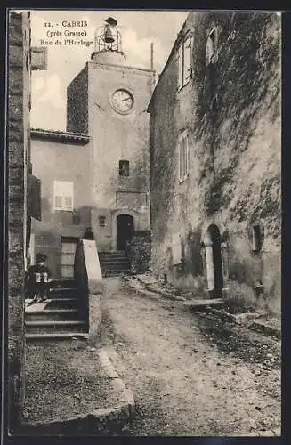 AK Cabris, Rue de l`Horloge avec tour et horloge visible